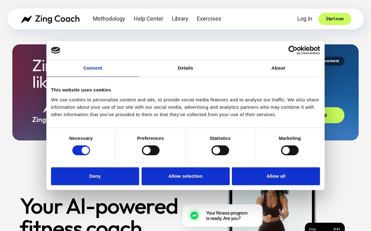 Zing Coach website preview