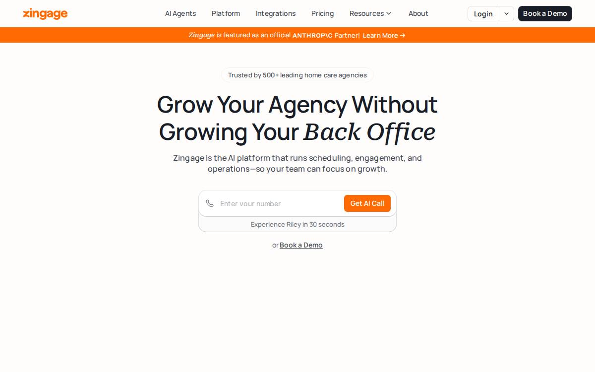 Zingage website preview