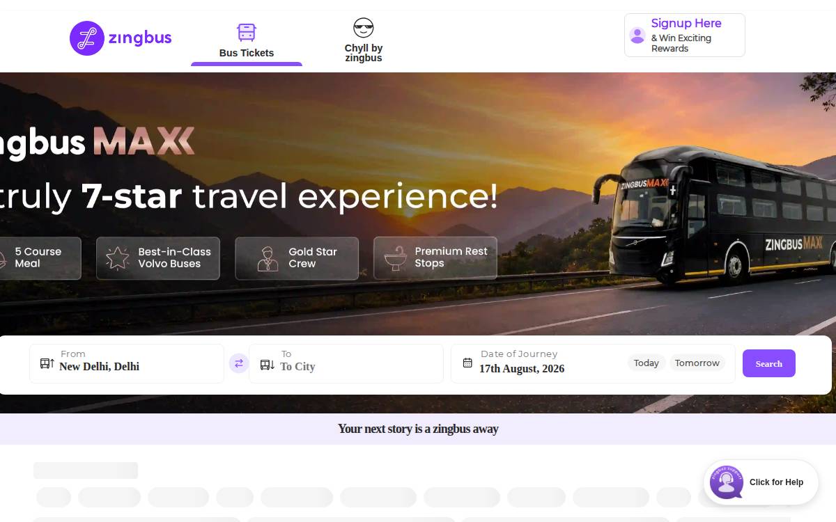 zingbus website preview