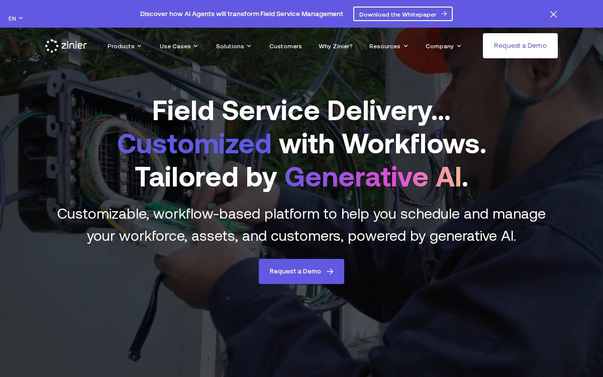 Zinier website preview