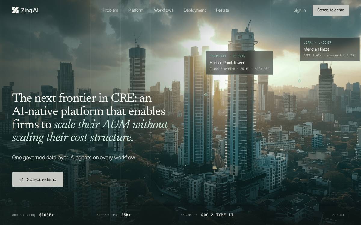 Zinq AI website preview