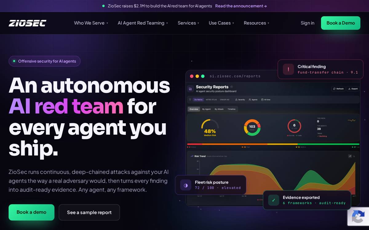 ZioSec website preview