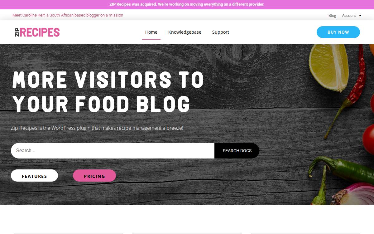 Zip Recipes website preview