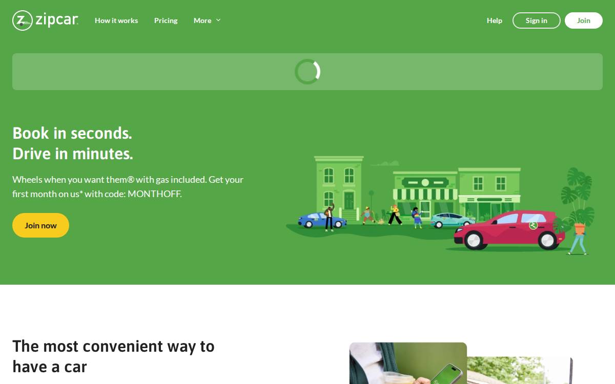 Zipcar website preview