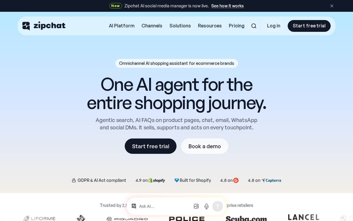 Zipchat website preview