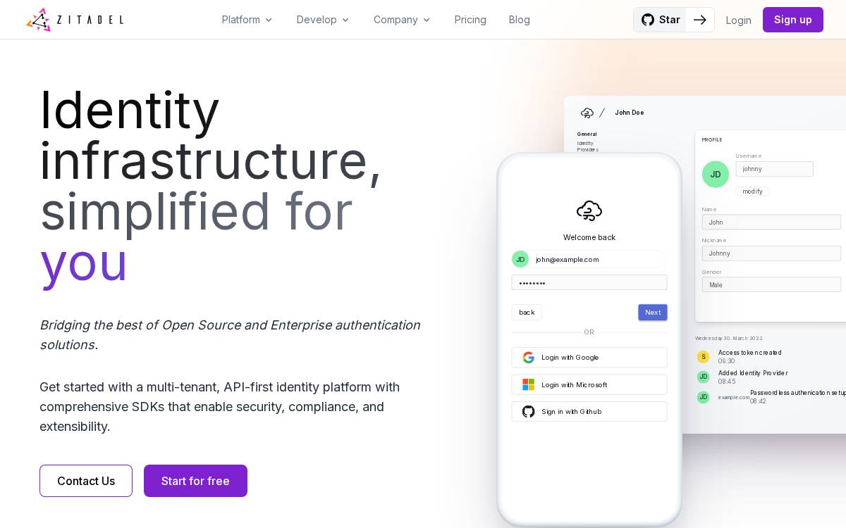 Zitadel website preview