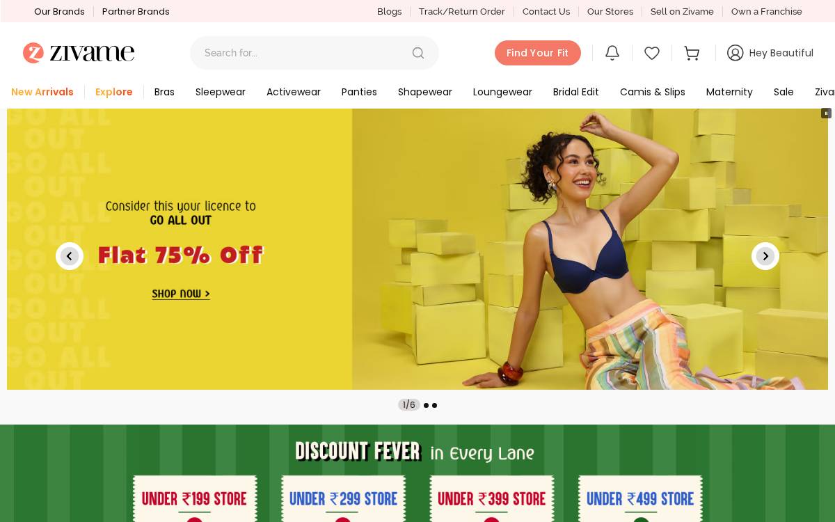 Zivame website preview