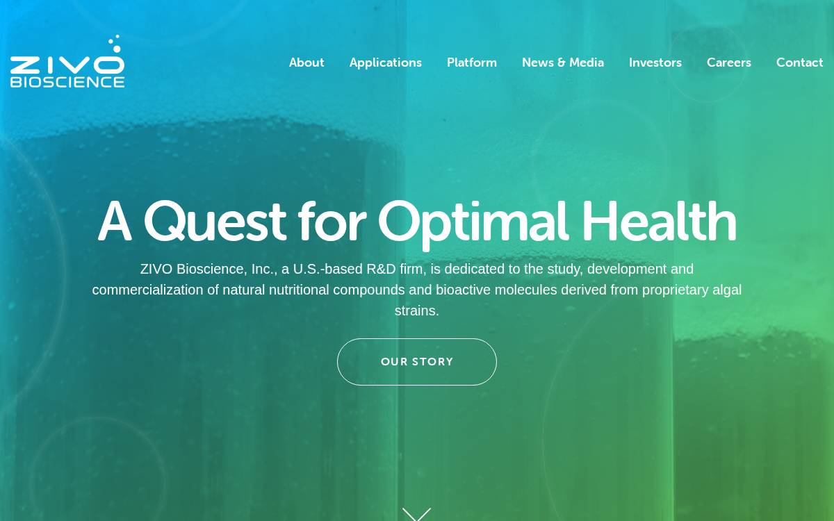 Zivo Bioscience website preview