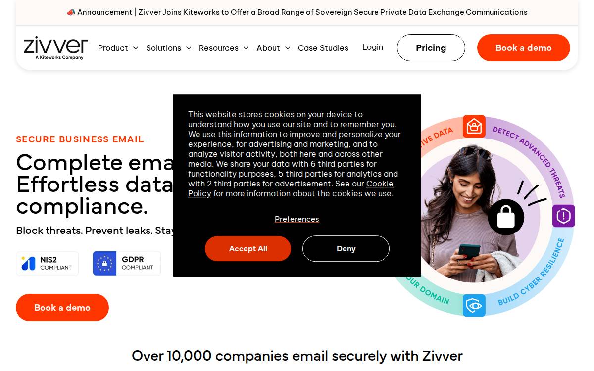 Zivver website preview