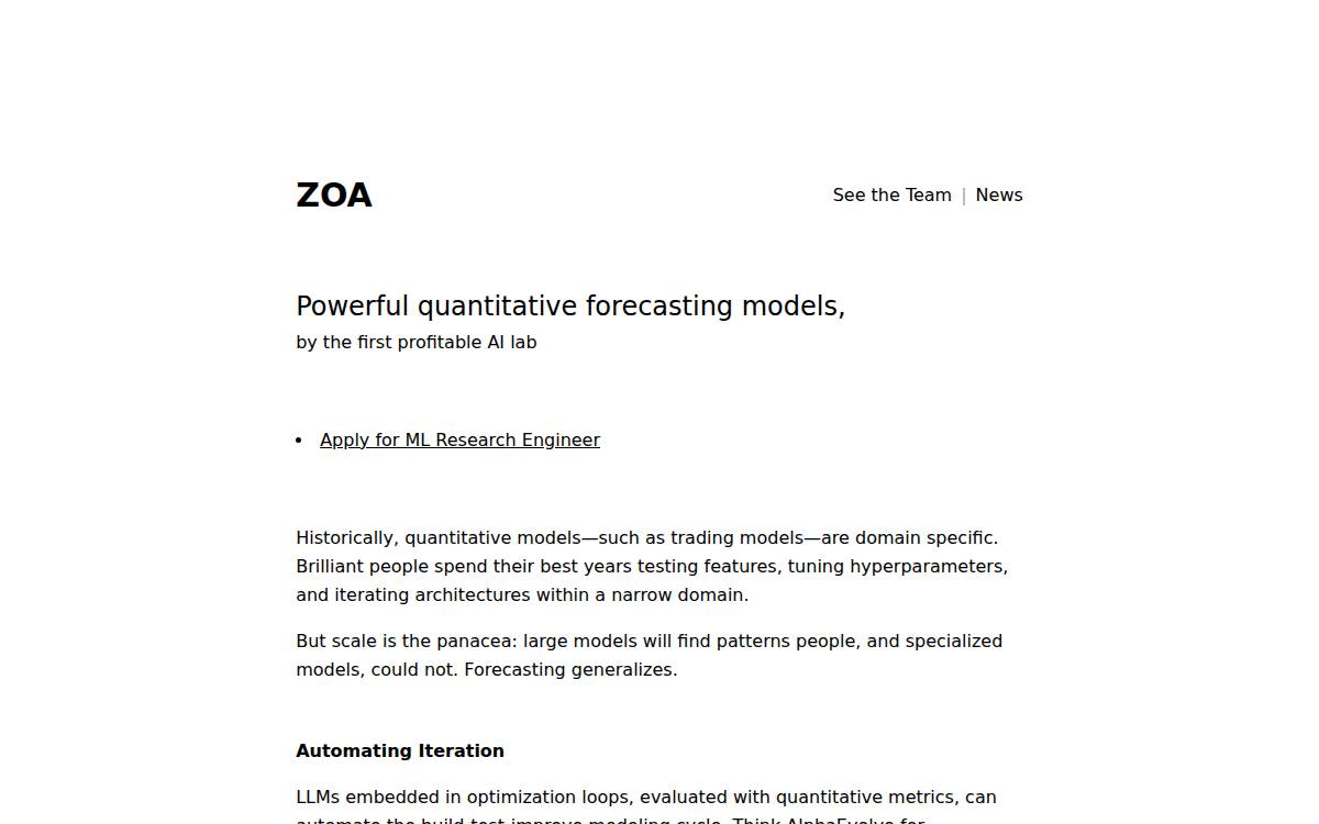 Zoa Research website preview