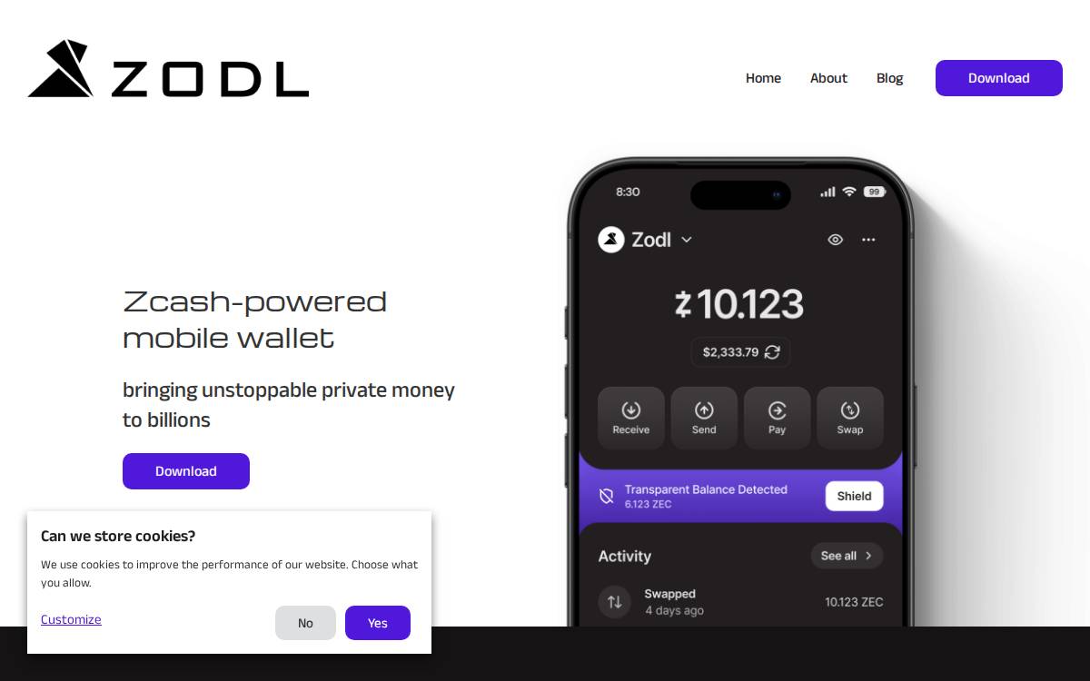 Zodl website preview