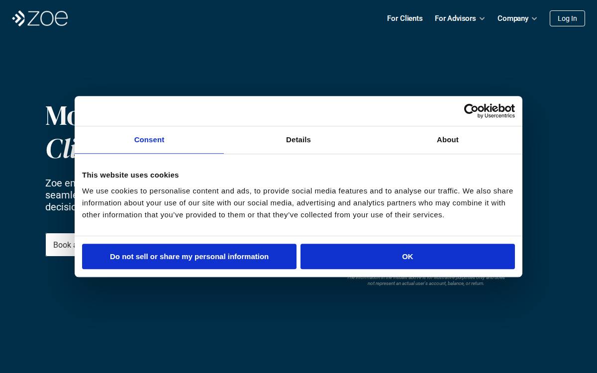 Zoe Financial website preview