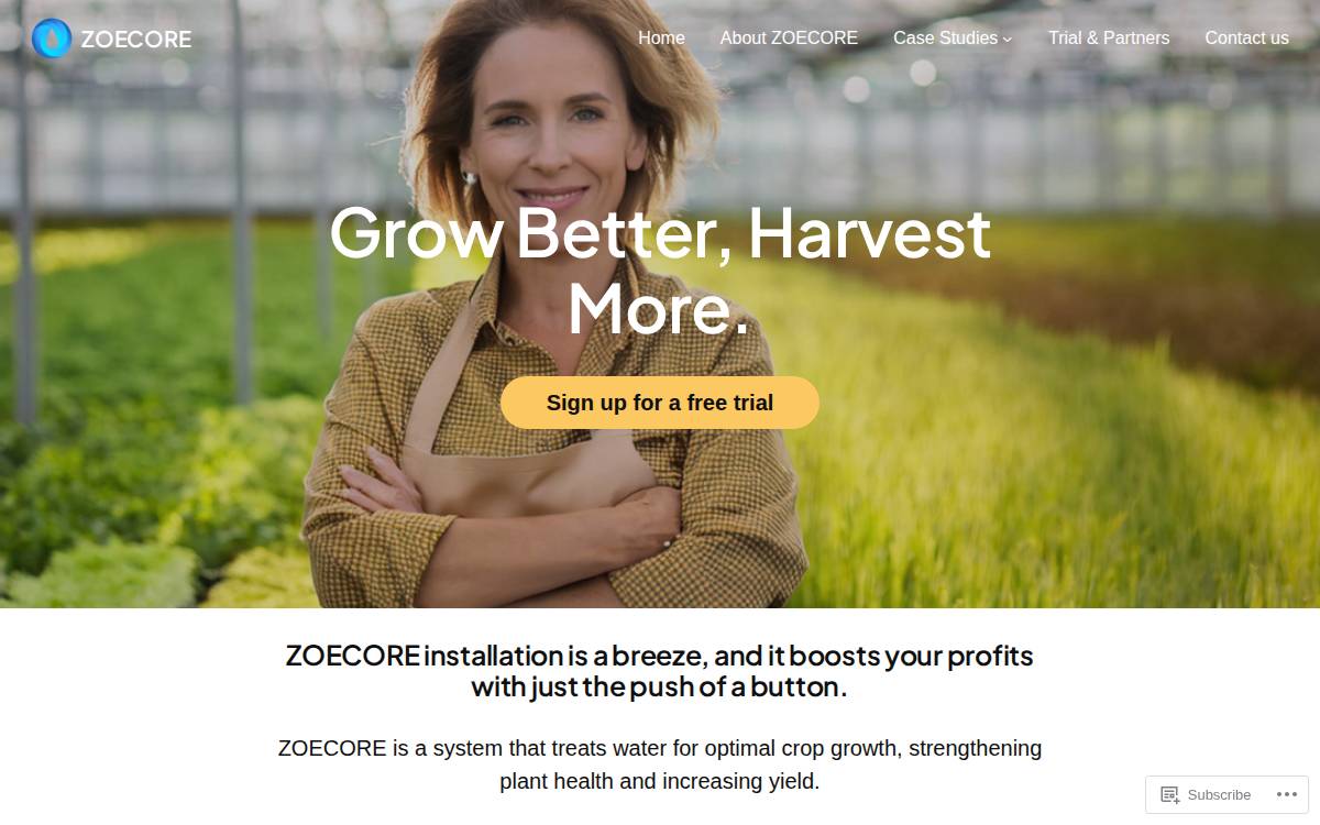 Zoecore website preview