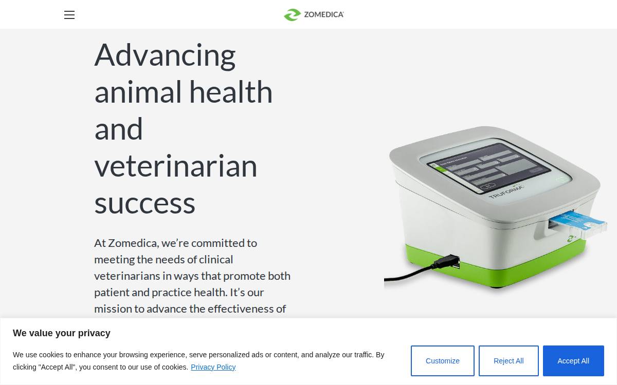 ZoMedica Pharmaceuticals website preview