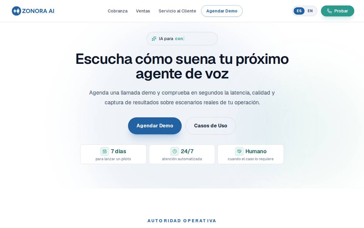 Zonora website preview