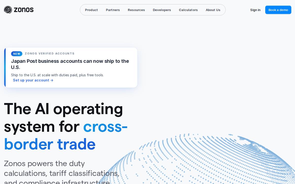 Zonos website preview