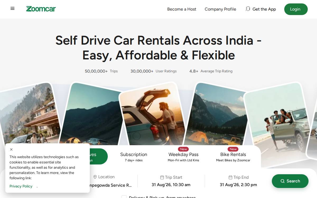 Zoomcar website preview