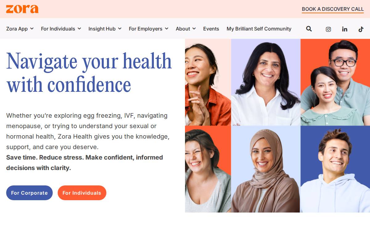Zorahealth website preview