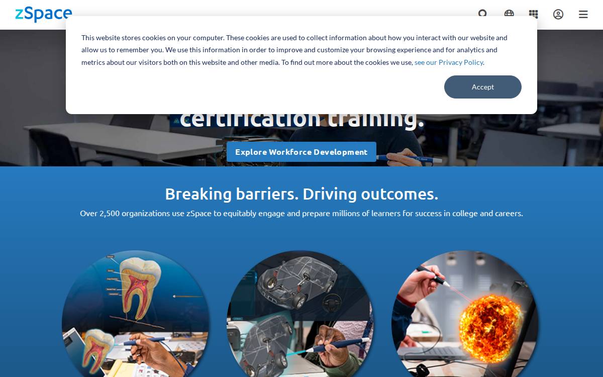 zSpace website preview