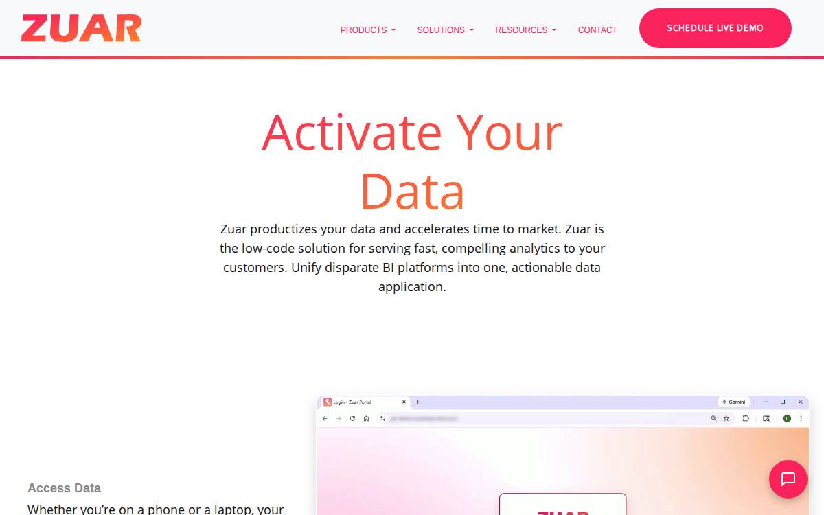 Zuar website preview