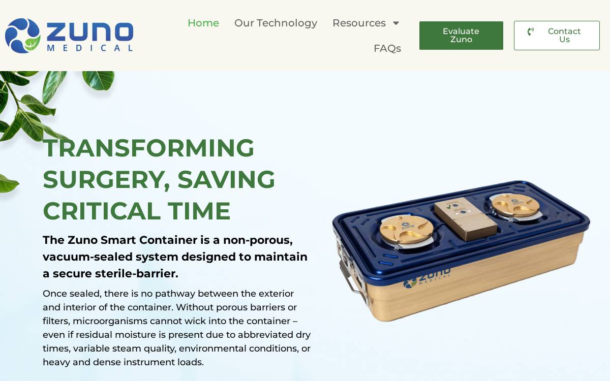 Zuno Medical website preview