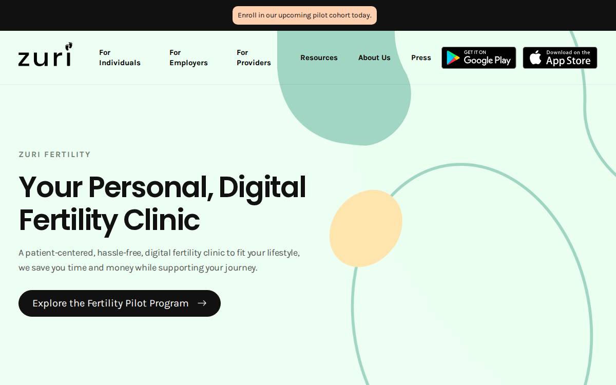 zuri fertility website preview