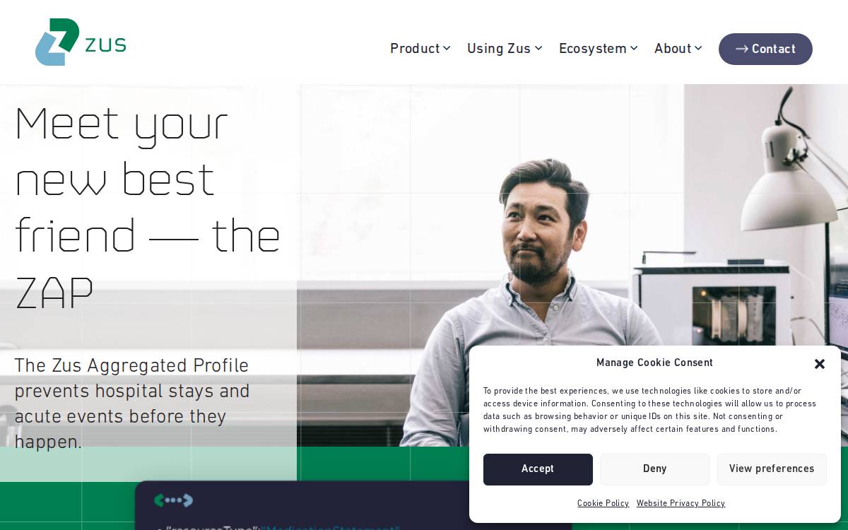 Zus Health website preview
