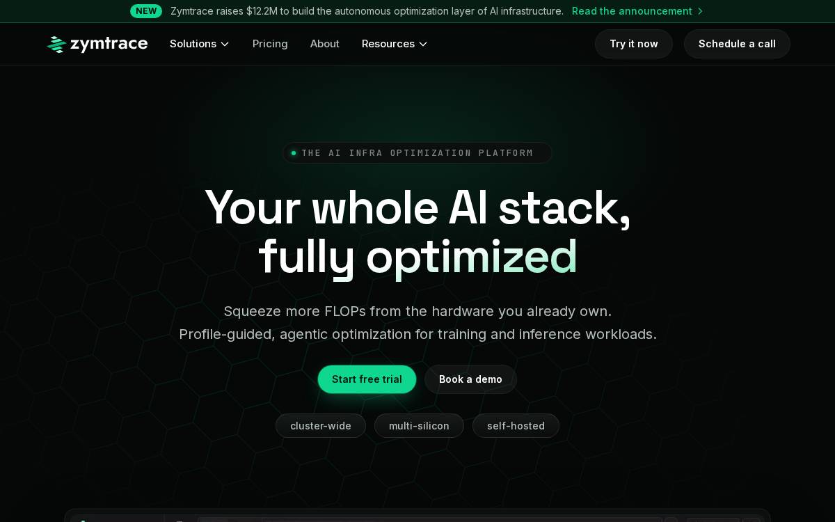 zymtrace website preview
