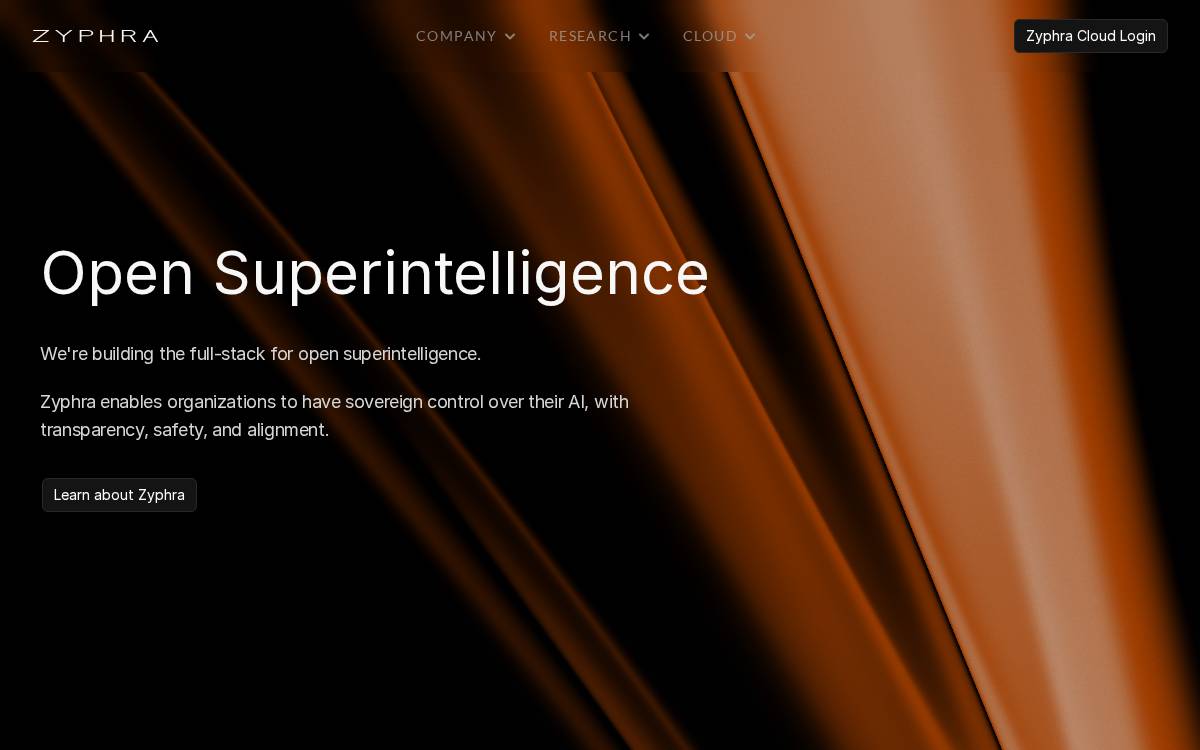 Zyphra website preview