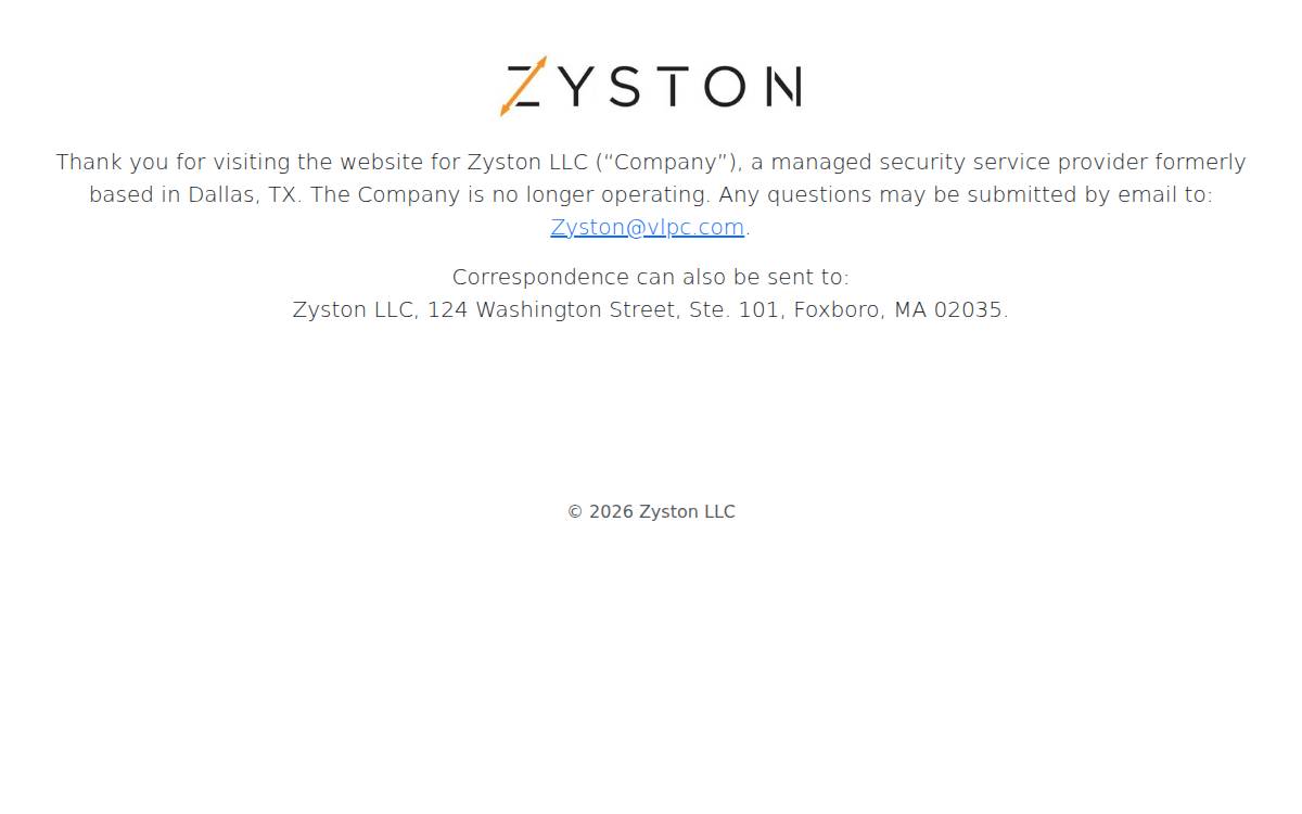 Zyston website preview