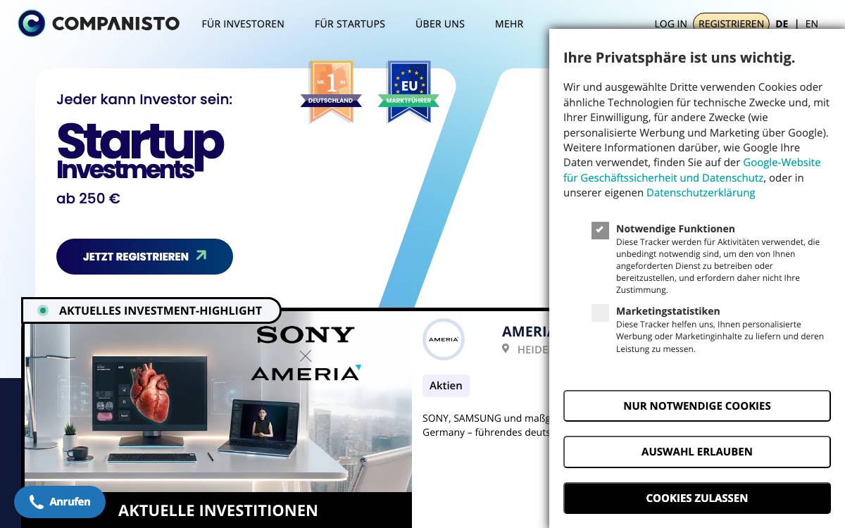Companisto website preview