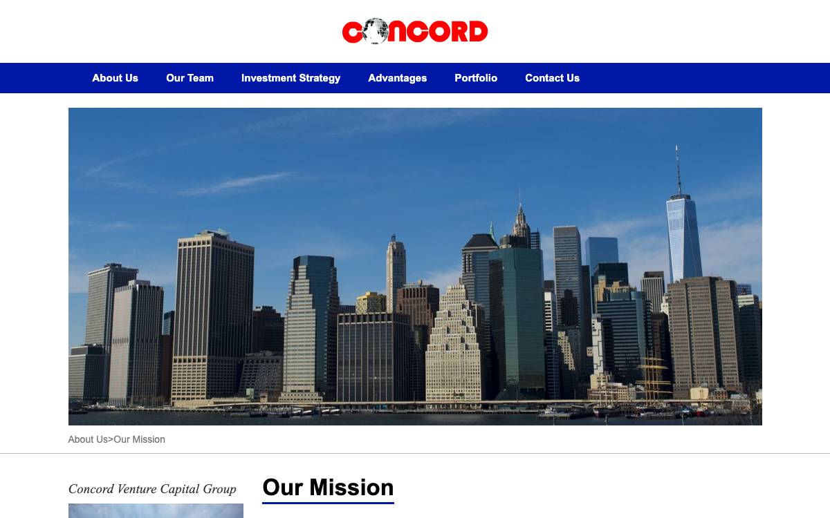 Concord Venture Capital Group website preview