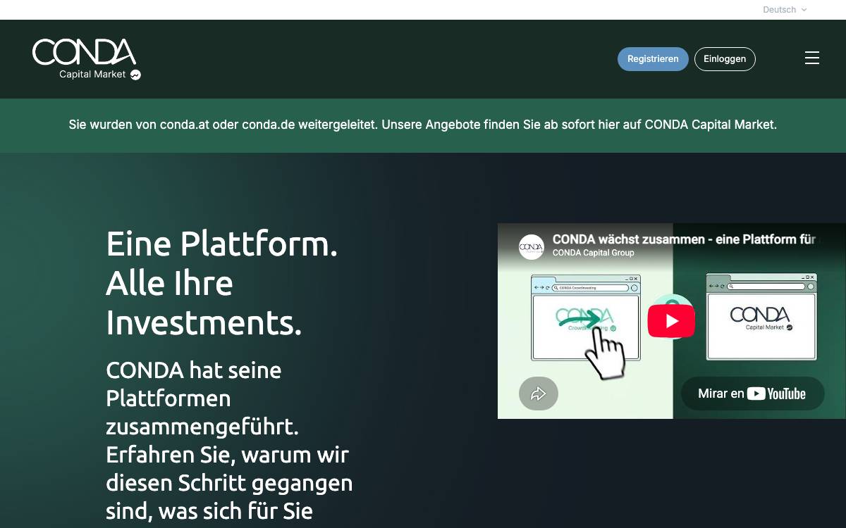 CONDA Crowdinvesting Österreich website preview