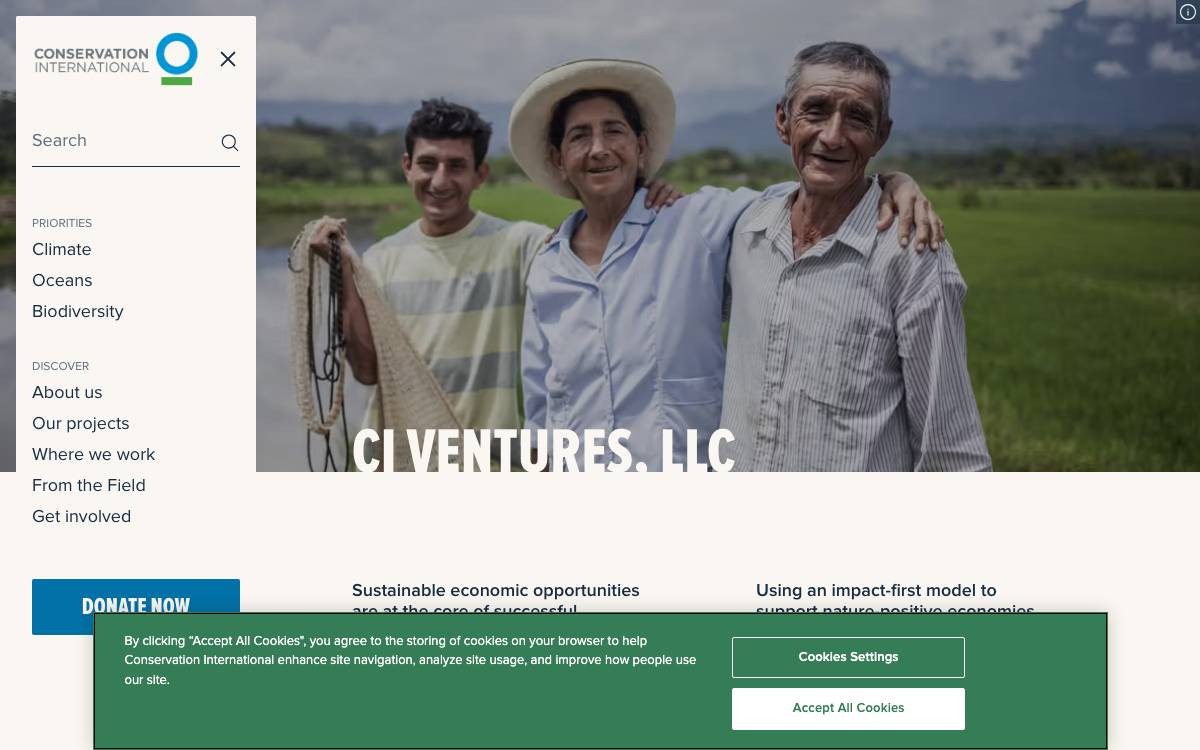 Conservation International Ventures website preview