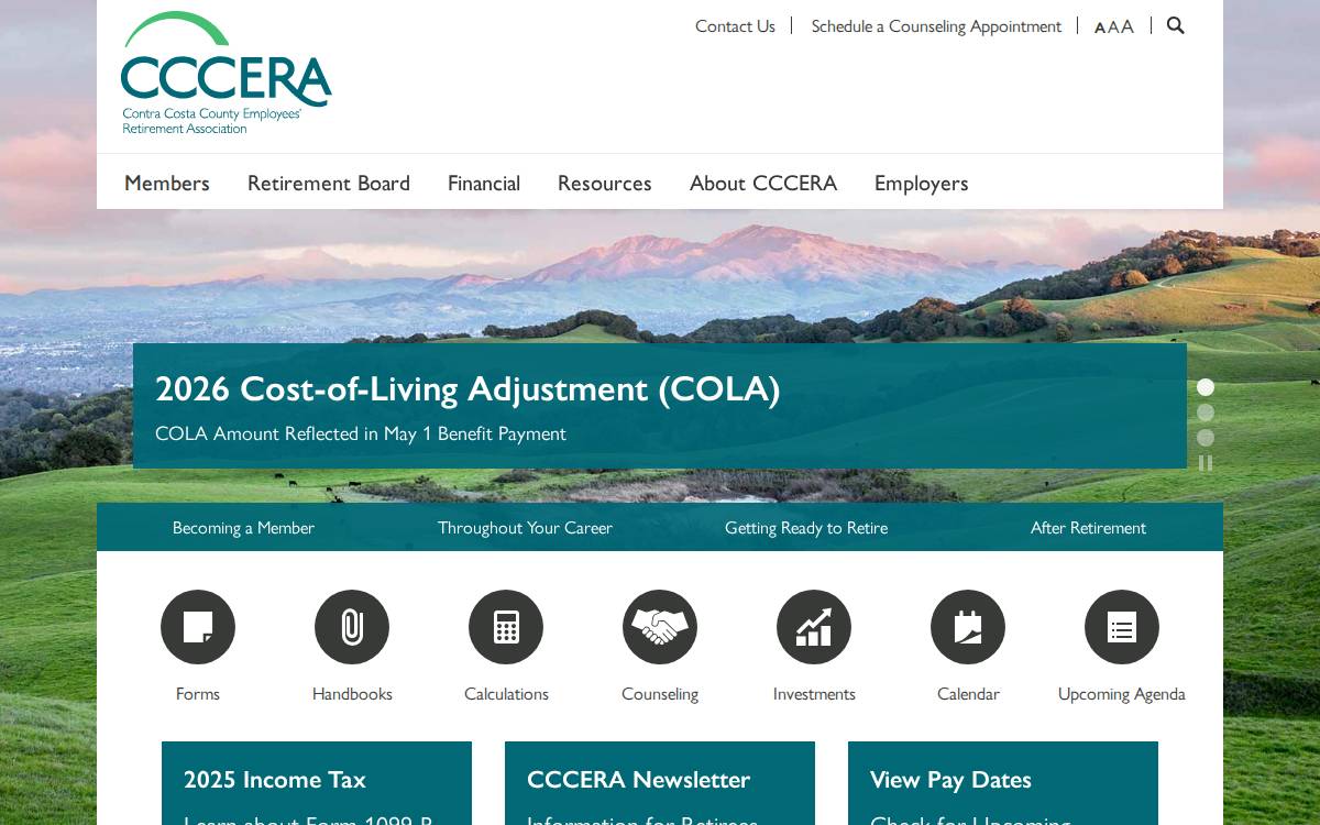 Contra Costa County Employees' Retirement Association website preview
