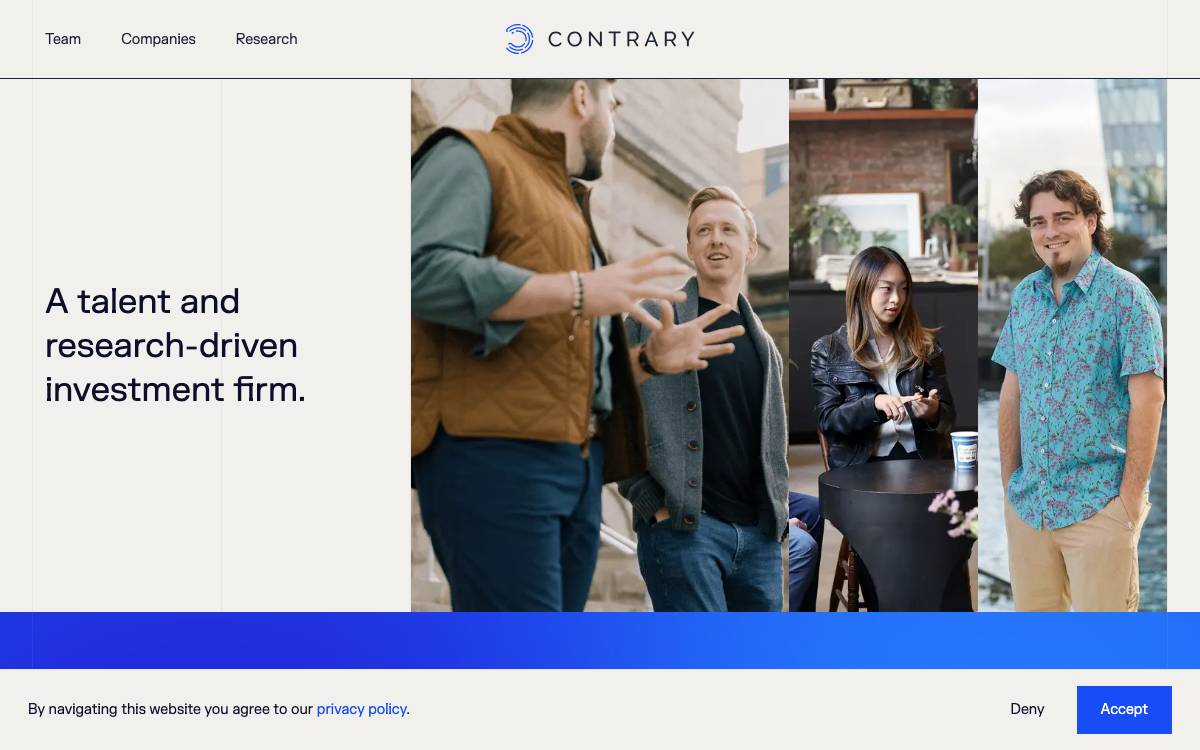 Contrary website preview