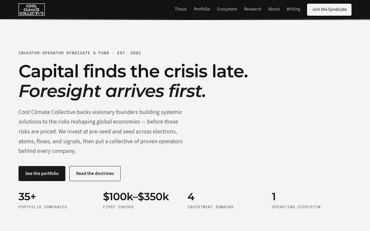 Cool Climate Collective website preview
