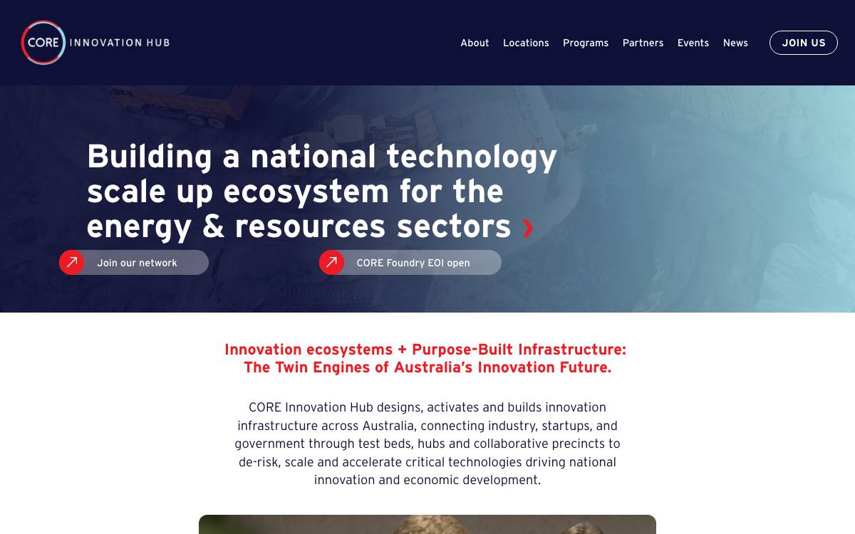 CORE Innovation Hub website preview