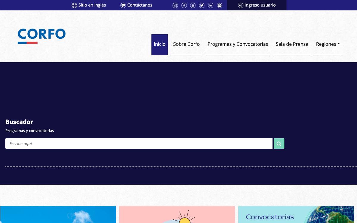 CORFO early-stage fund lines (FET / FT / FC) website preview