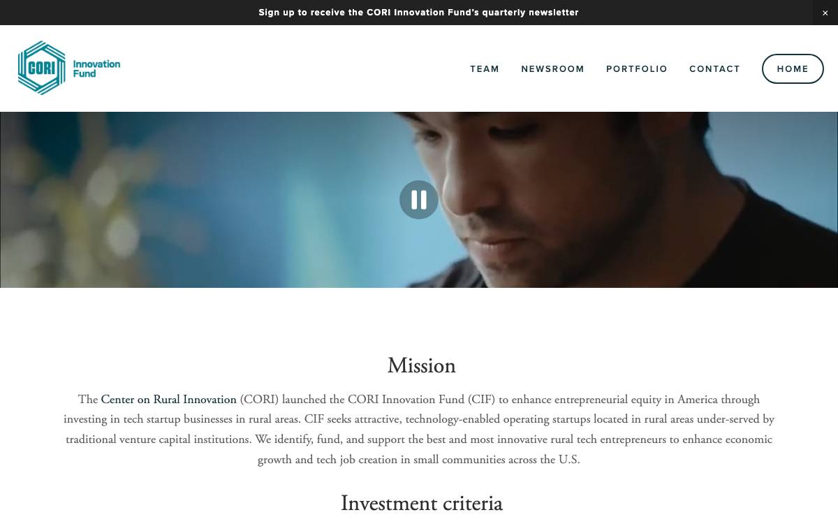 CORI Innovation website preview