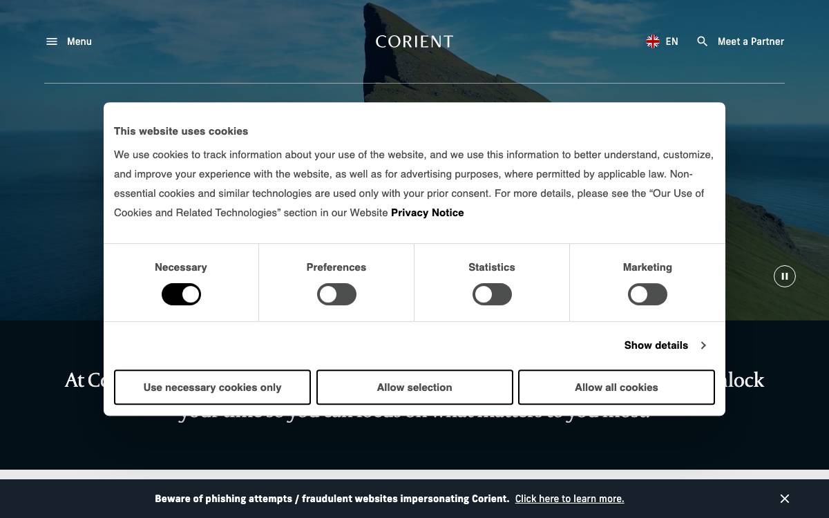 Corient UK website preview