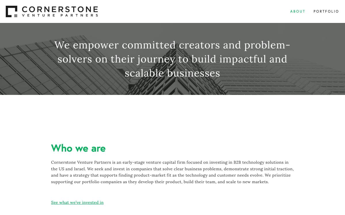 Cornerstone Venture Partners website preview