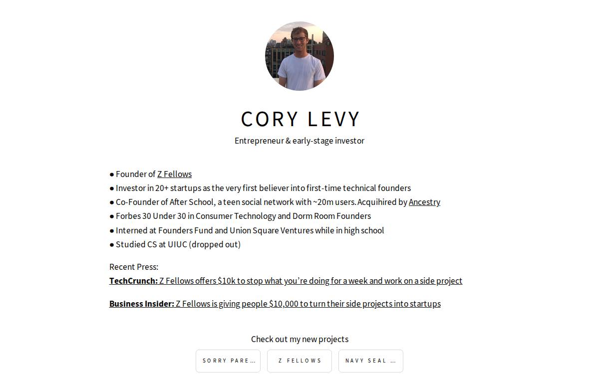 Cory Levy website preview