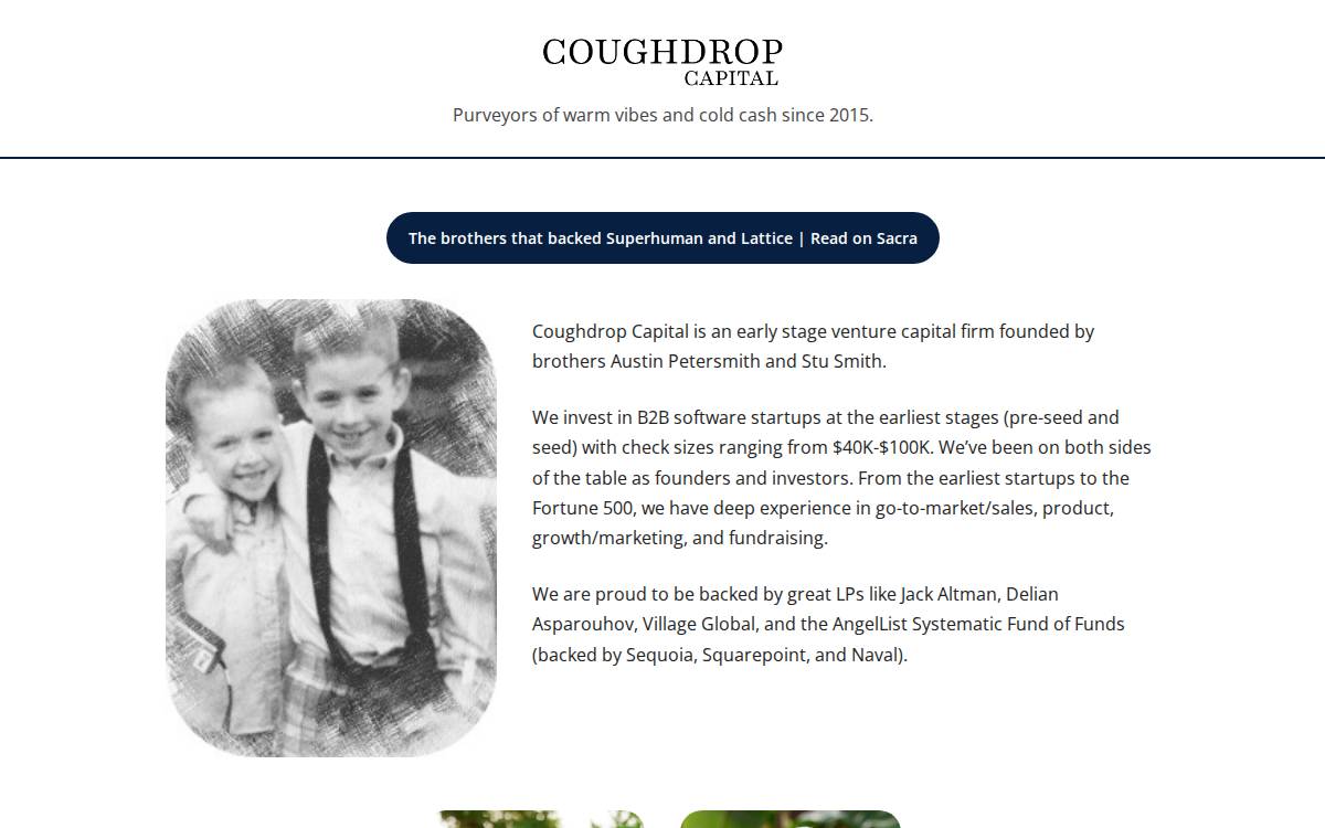 Coughdrop Capital website preview