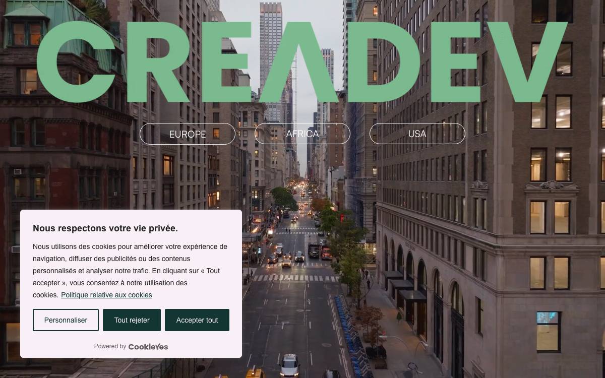 Creadev website preview