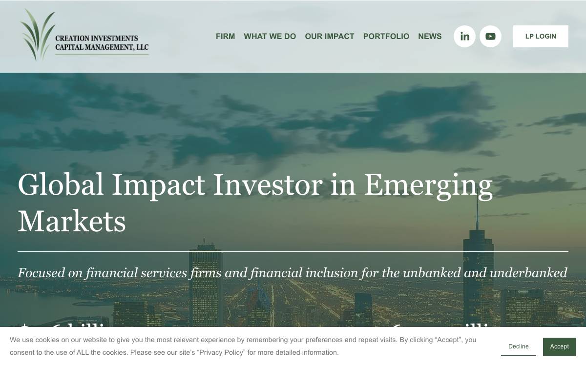 Creation Investments Capital Management website preview