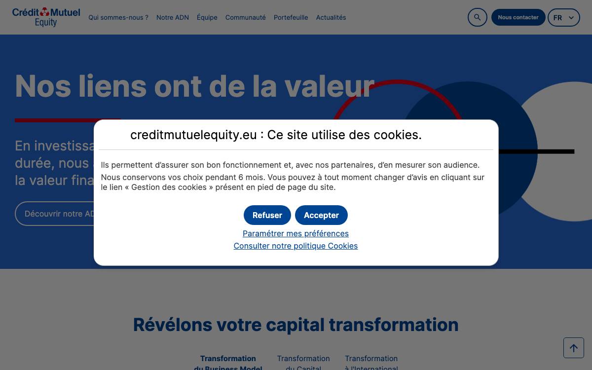 Crédit Mutuel Equity website preview