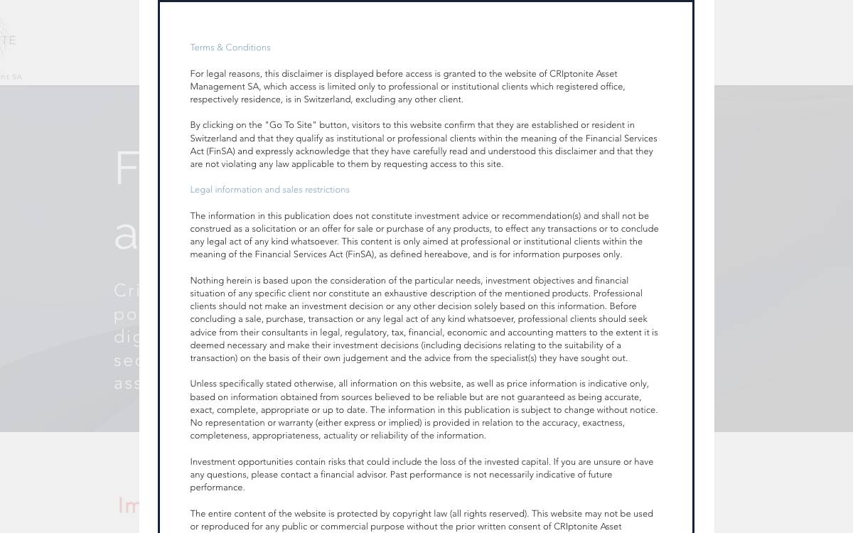 Criptonite Asset Management website preview