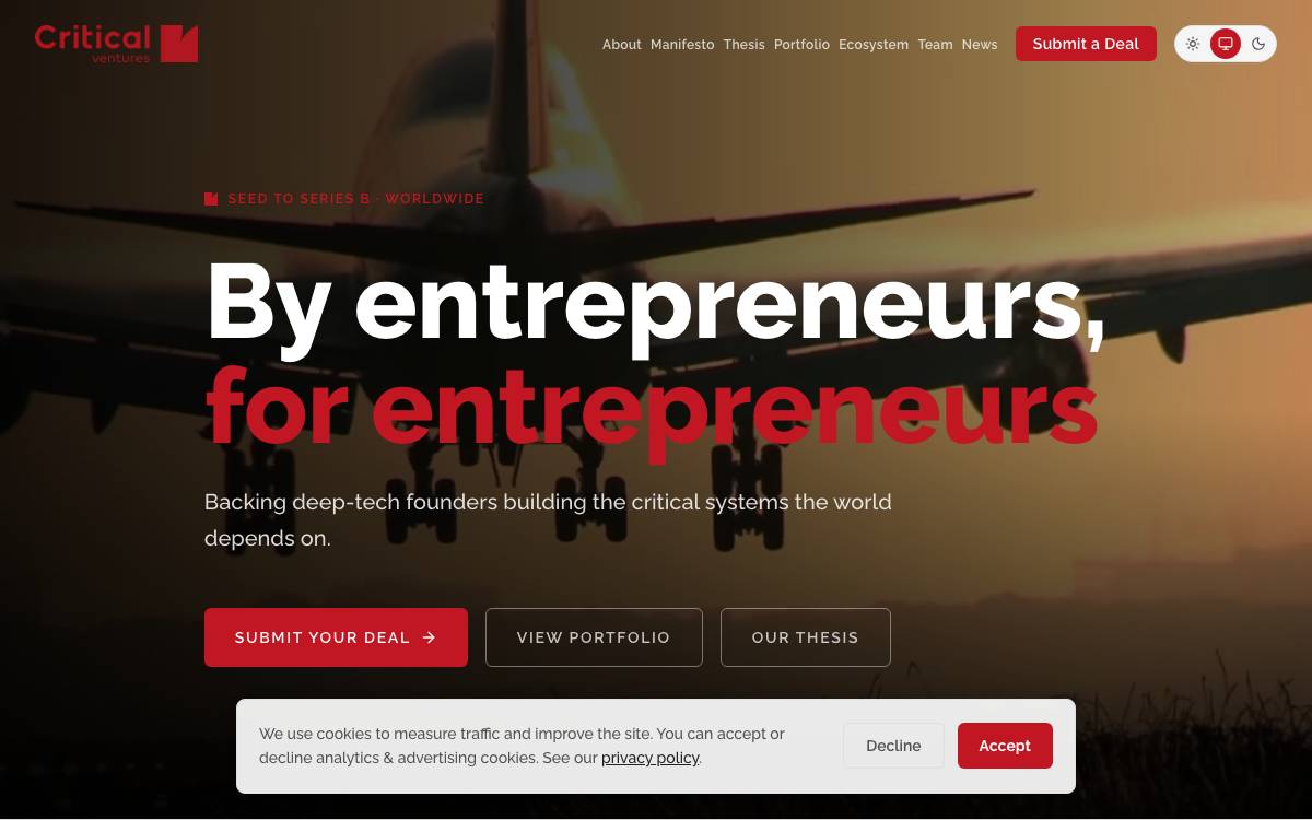 Critical Ventures website preview