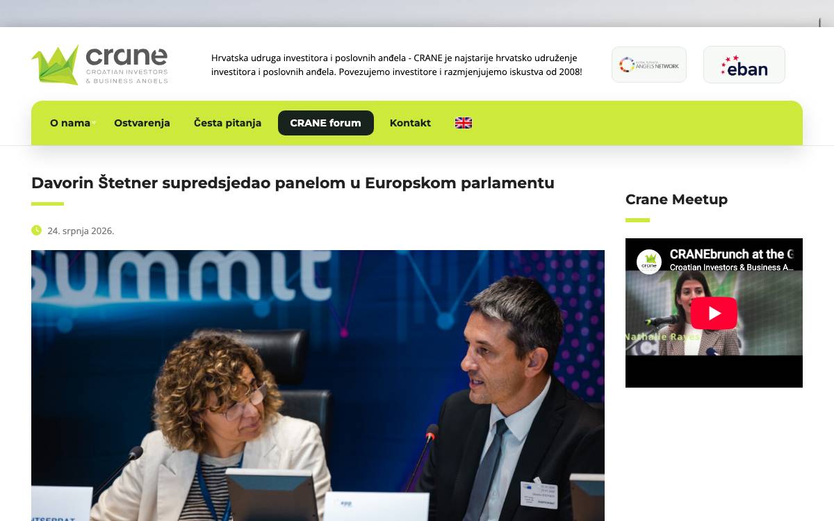 Croatian Business Angels Network website preview